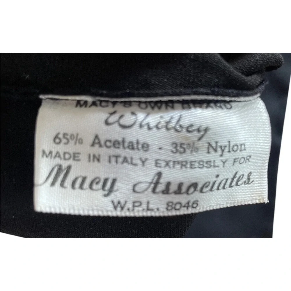 Vtg 1950s Macys Whitney Mousquetaire Opera Gloves Black Satin Mid Century Italy